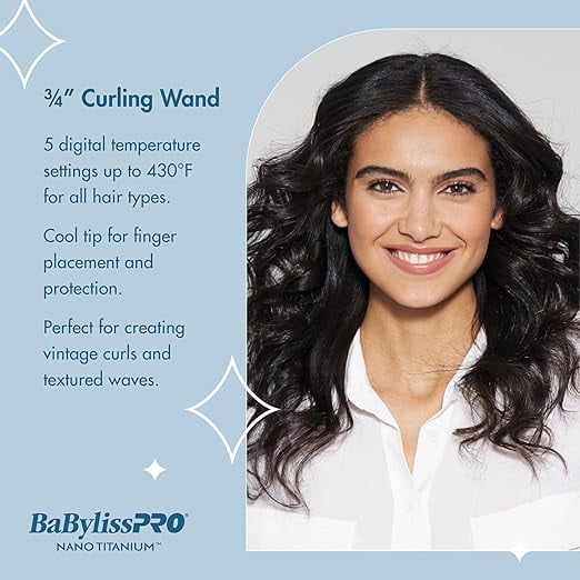 BaBylissPRO Nano Titanium .75" Curling Wand
