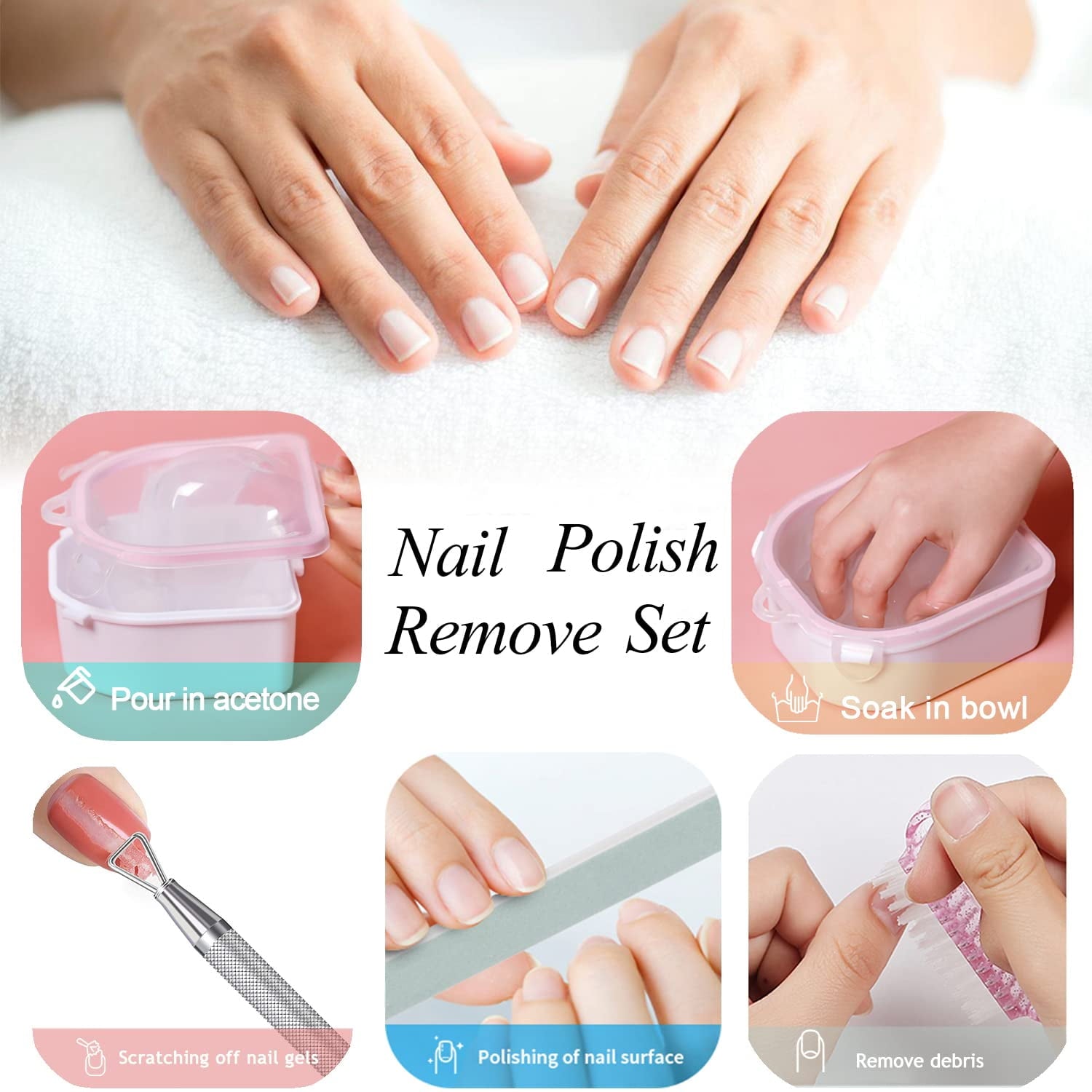 ODDPC 2Pack Nail Soaking Bowl Nail Soak Off Bowl Acrylic Gel Polish Remover Nail Art Spa Tool for Manicure