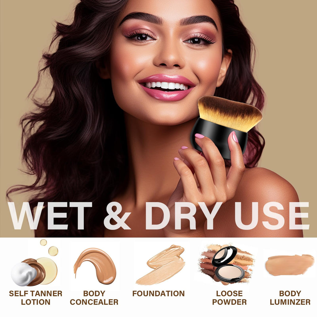 Yoobeaul Extra Large Body Makeup Brush for Self Tanner, Leg Makeup &Bronzer Blend, 75 mm, Sunscreen Face& Back Makeup Brush, Wet& Dry Use- Black