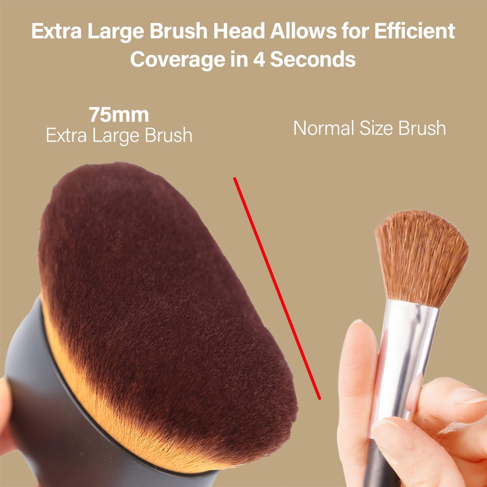Yoobeaul Extra Large Body Makeup Brush for Self Tanner, Leg Makeup &Bronzer Blend, 75 mm, Sunscreen Face& Back Makeup Brush, Wet& Dry Use- Black