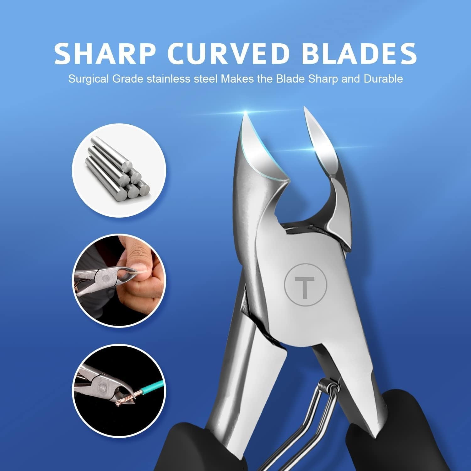 Kaasage Toenail Clippers for Seniors Thick Nail & Ingrown Toenails Stainless Steel Sharp Curved Blade for Pedicure Tool Nail Clipper