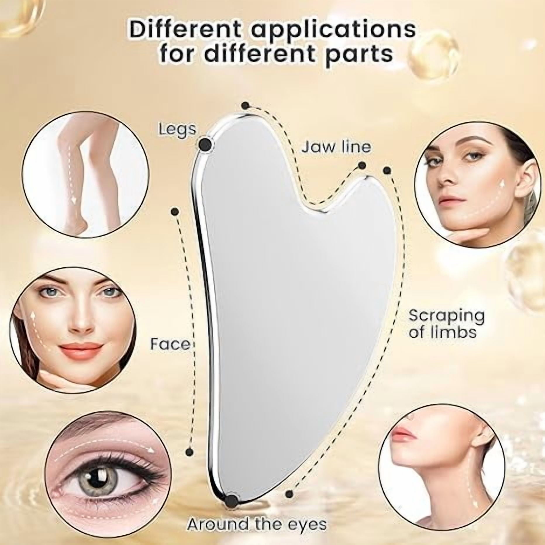 304 Stainless Steel Gua Sha Facial Tools 1 PC, Guasha Tool for Face or Body Massage, Massager Tool for Facial Care, Skin Care Tool for Body Treatment, Metal Gua Sha Beauty Essentials