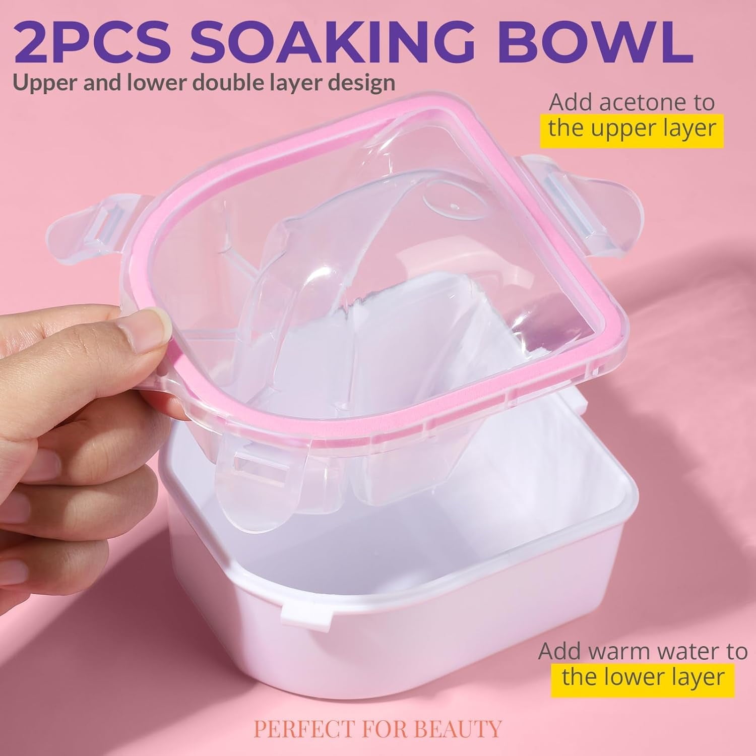 ODDPC 2Pack Nail Soaking Bowl Nail Soak Off Bowl Acrylic Gel Polish Remover Nail Art Spa Tool for Manicure