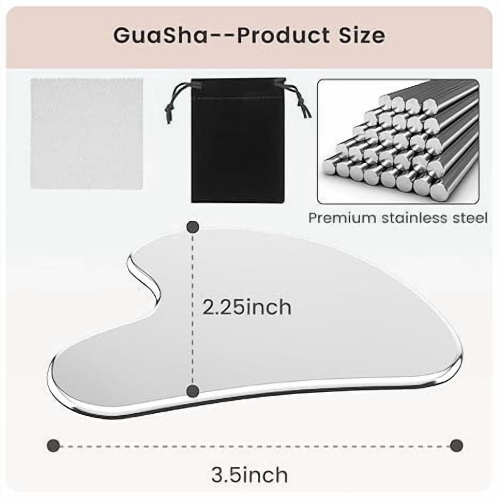 304 Stainless Steel Gua Sha Facial Tools 1 PC, Guasha Tool for Face or Body Massage, Massager Tool for Facial Care, Skin Care Tool for Body Treatment, Metal Gua Sha Beauty Essentials