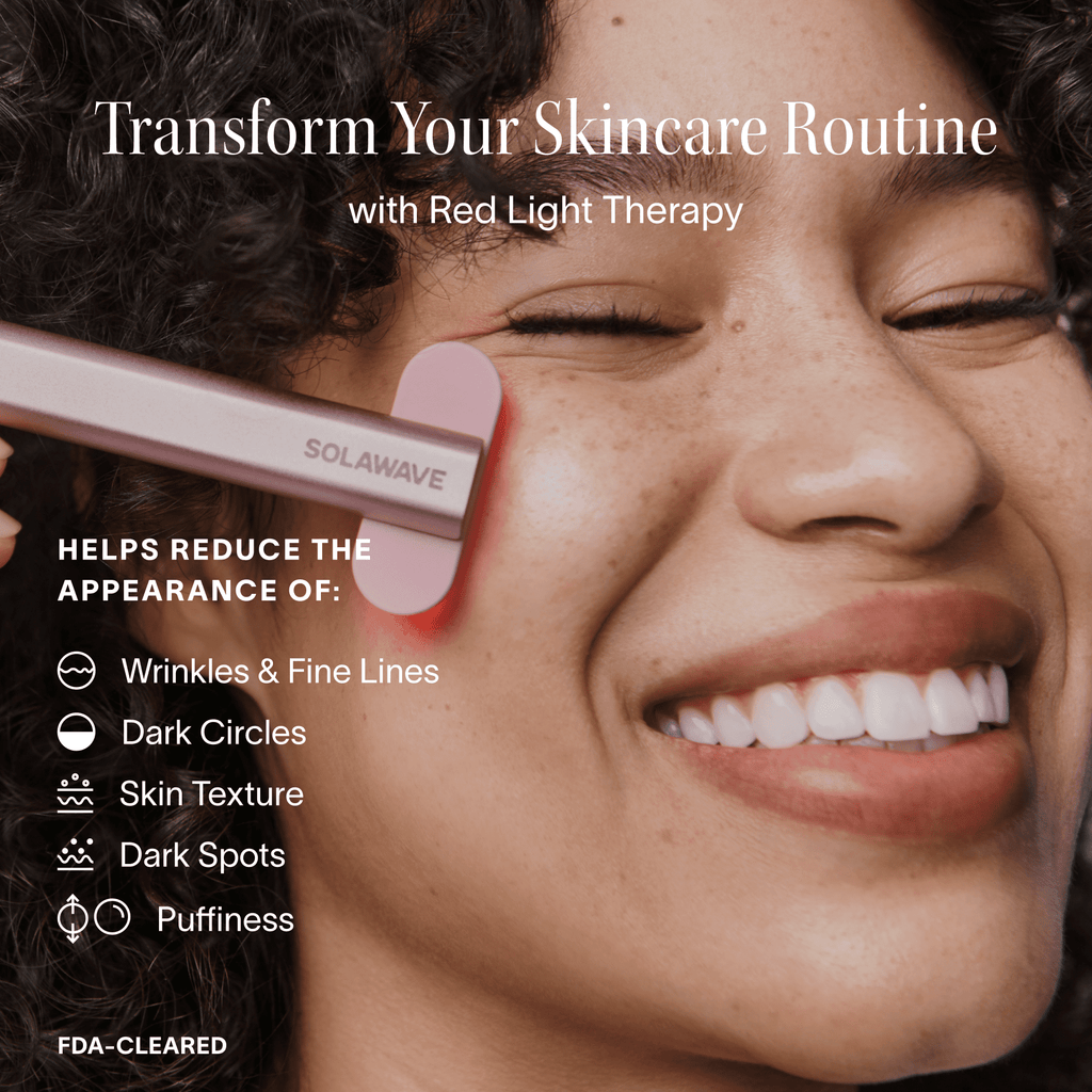 Solawave 4-in-1 Red Light Therapy Skincare Wand - Facial Massage, Galvanic Current, and Warmth - for Face & Neck - FDA Cleared