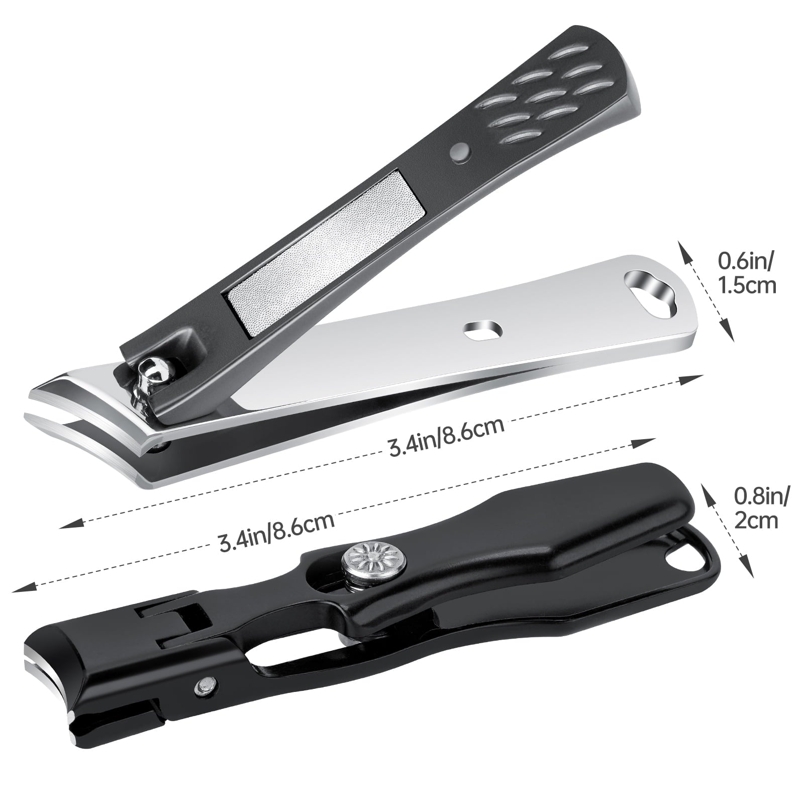 NiHome Heavy Duty Nail Clippers for Thick Hard Nails Set of 2, Wide Opening& Slanted Curved Blade Precision Ingrown Toenail Clippers, Extended Anti-Slip Handles and Ultra Sharp Stainless-Steel Blades